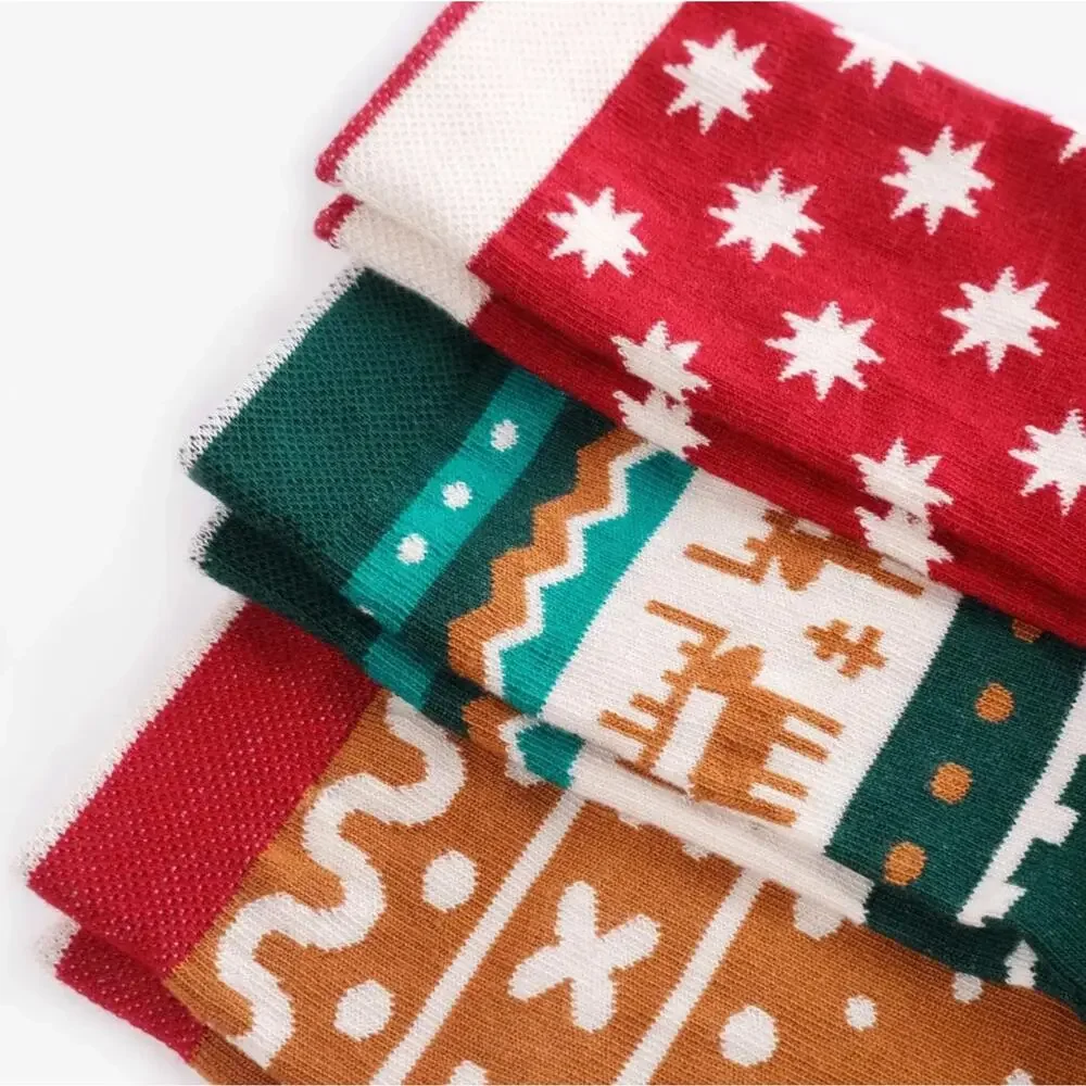Dodo Kids Multicolor Cotton 3-Pk Set Christmas Crew Socks Kids Size 2-3 years